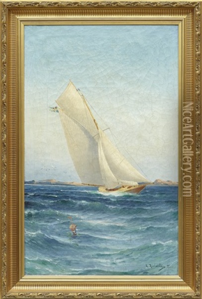 Segelbat Vid Skar Oil Painting - Ludvig Otto Richarde