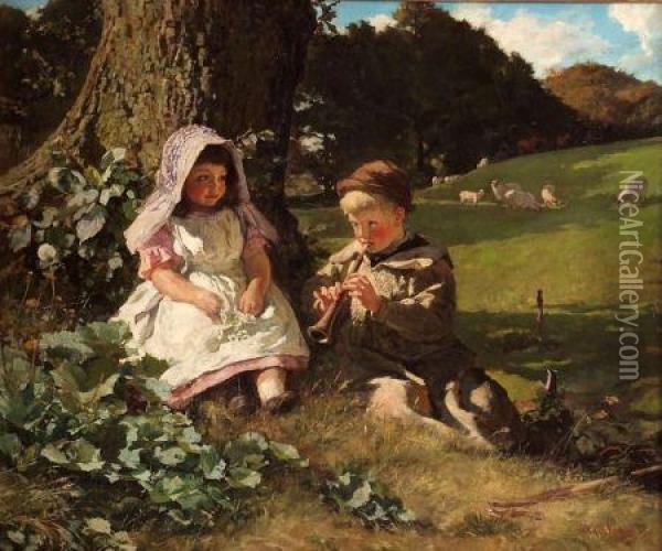 Phyllis And Corydon Oil Painting - William Christian Symons