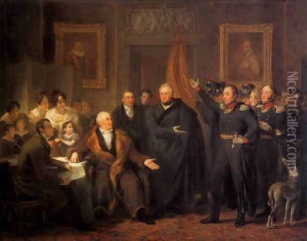 The Triumvirate Assuming Power on behalf of the Prince of Orange, 21 November 18 Oil Painting - Jan Willem Pieneman