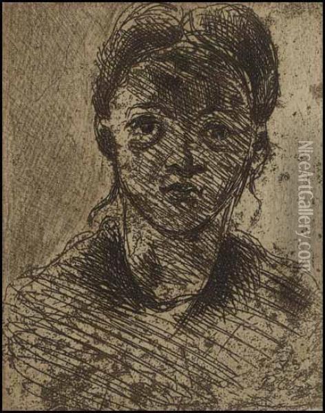 Tete De Jeune Fille Oil Painting - Paul Cezanne