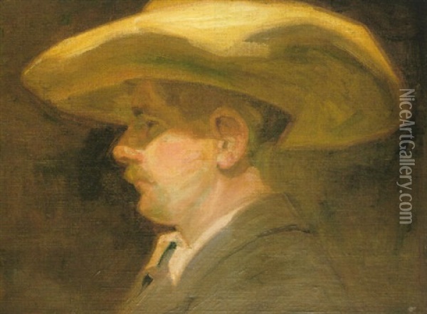 A Man With A Straw Hat Oil Painting - Walter Frederick Osborne