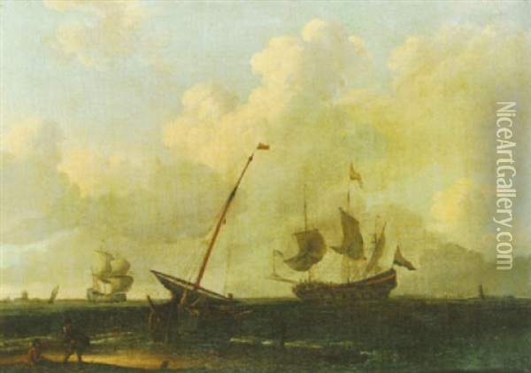 A Dutch Coastal Scene (zeider Zee?) Oil Painting - Charles Brooking
