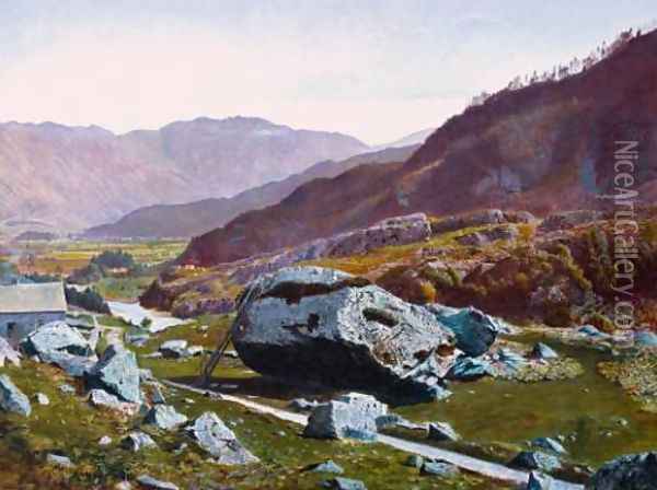 Bowder Stone, Borrowdale Oil Painting - John Atkinson Grimshaw
