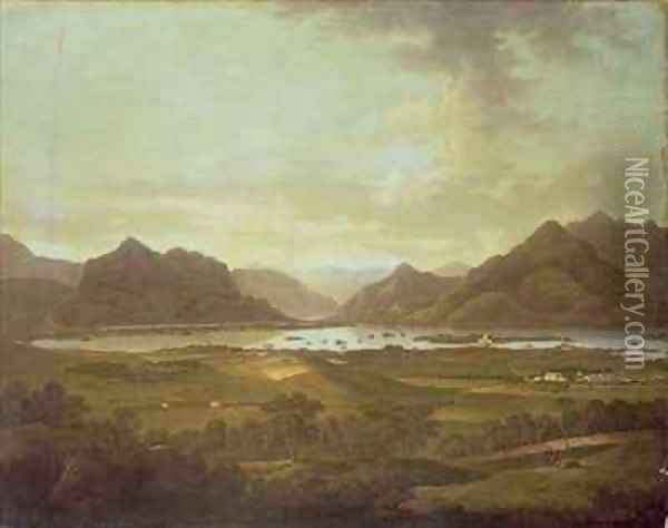 View of the Lakes and Mountains of Killarney Ireland Oil Painting - (attr.to) Fisher, Jonathan