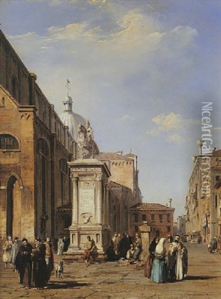 Le Monument Du Colleone A Venise Oil Painting - Edward Pritchett