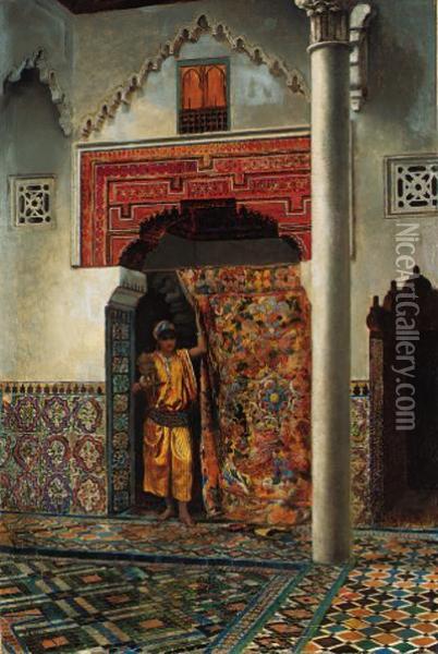 A Moorish Interior Oil Painting - Edwin Lord Weeks