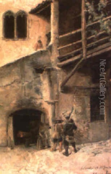 Torre Del Aguilera En Roma Oil Painting - Antonio Amoros Botella
