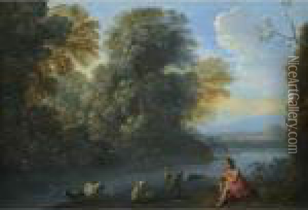 An Italianate Landscape With A Shepherd Oil Painting - Claude Lorrain (Gellee)