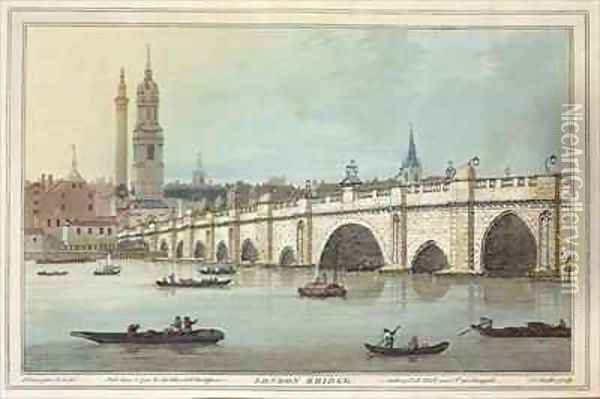 View of Old London Bridge Oil Painting - Joseph Farington