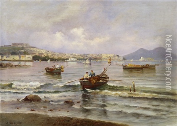 Am Strand Von Neapel Oil Painting - Alberto Prosdocimi