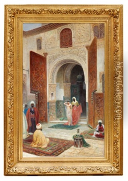 Orientalisk Palatsinterior Med Haremskvinna Oil Painting - Frans Wilhelm Odelmark