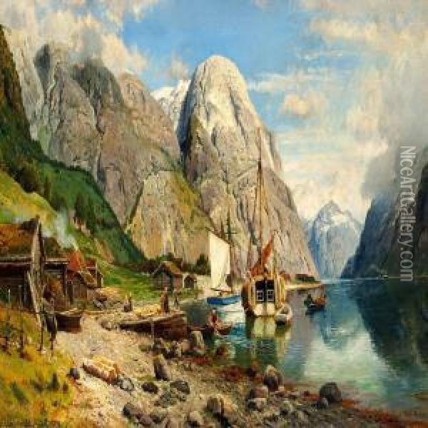 Norwegian Fiord Oil Painting - Anders Monsen Askevold