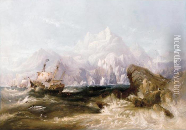 Sir Martin Frobisher's Ships Oil Painting - John Wilson Carmichael