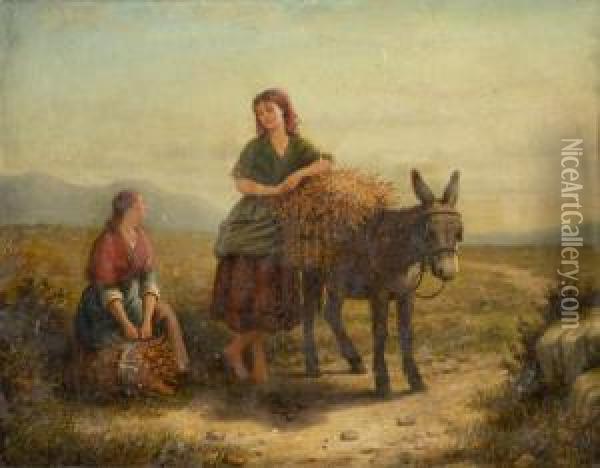 Heather Gatherers Oil Painting - Andrew Sheerboom