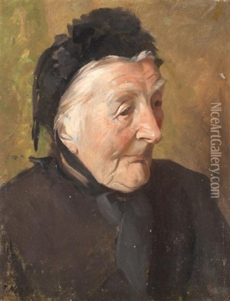 Portrat Einer Alten Friesin Oil Painting - Jacob Nobbe