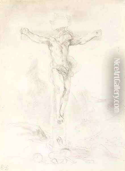 Christ on the Cross 2 Oil Painting - Eugene Delacroix