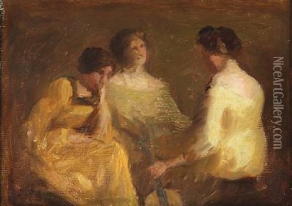 Three Women Oil Painting - Julius Paulsen