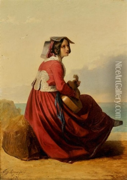 Une Jeune Romaine A La Guitare Oil Painting - Timofey Andreyevich Neff