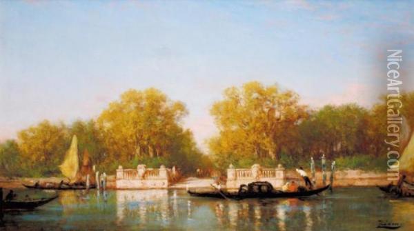 Venise, L'embarcadere Oil Painting - Felix Ziem