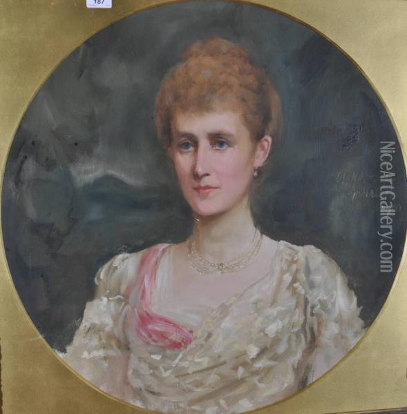 Half Length Portrait Of A Woman Oil Painting - Charles Goldsborough Anderson