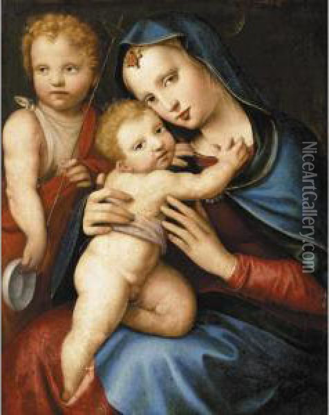 Madonna Col Bambino E San Giovannino Oil Painting - Andrea Piccinelli Il Brescianino