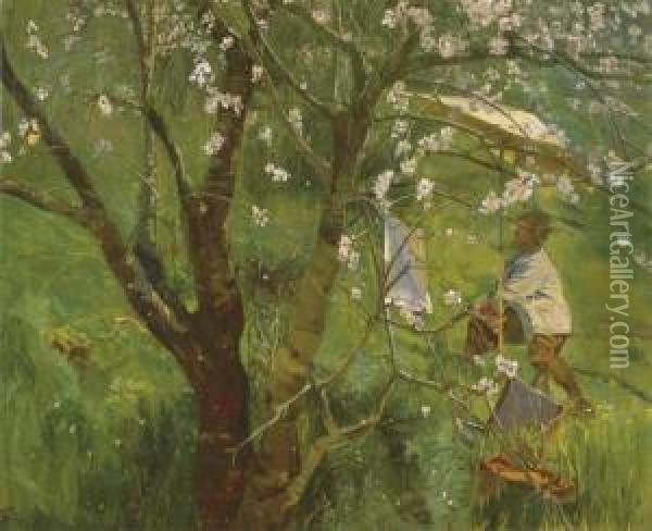 Again The Meadowlark Oil Painting - Karl H. Yens