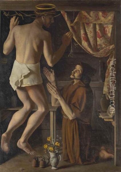 Saint Francois Recevant Les Stigmates Du Christ Oil Painting - Hermann Goebel