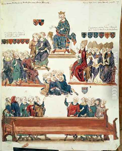 Ms 1796 f.7 The Trial of Robert dArtois 1287-1342, Count of Beaumont, presided over by Philip VI 1293-1350 in 1331 Oil Painting - Nicolas Claude Fabri de Peiresc