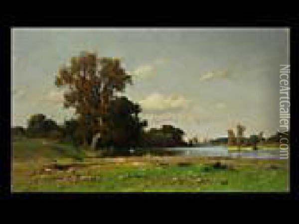 Flusslandschaft Oil Painting - Josef Willroider
