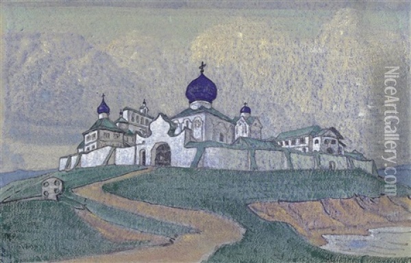 The Monastery Oil Painting - Nikolai Konstantinovich Roerich