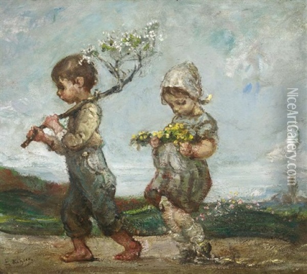 Fruhlingserwachen Oil Painting - Emil Keyser