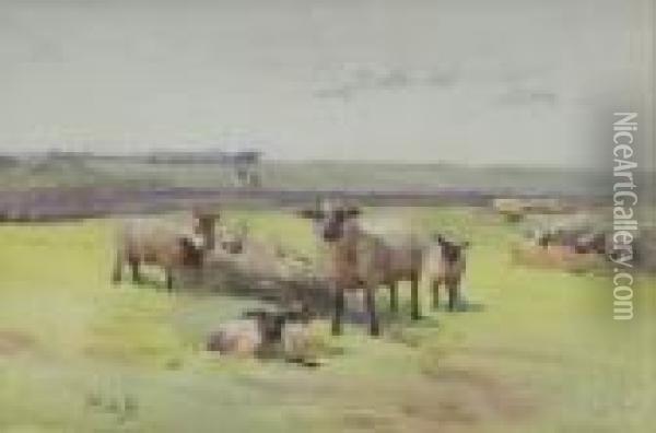 April Sheep In A Fold Oil Painting - Mildred Anne Butler