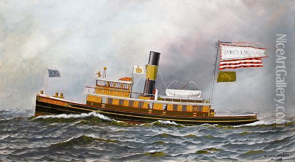 Tugboat Oil Painting - Antonio Nicolo Gasparo Jacobsen