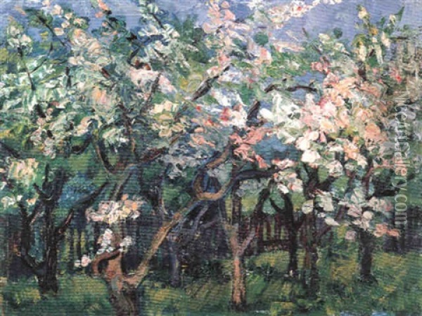 Bluhende Obstbaume Oil Painting - Heinrich Nauen