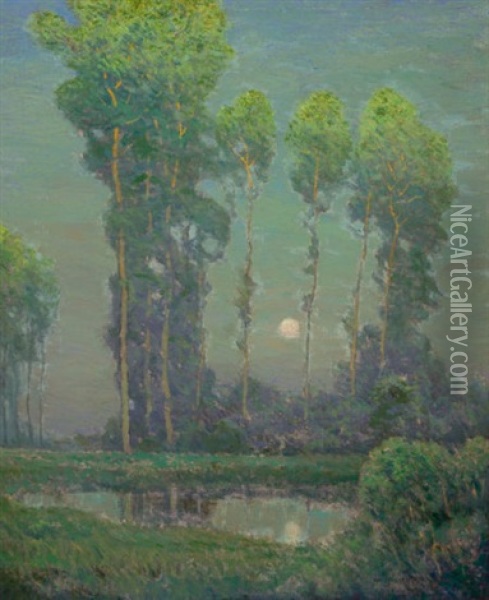 Moonrise Montigny Oil Painting - Charles Warren Eaton