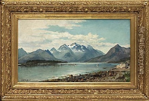 Norskt Fjordlandskap Oil Painting - Josephina Holmlund