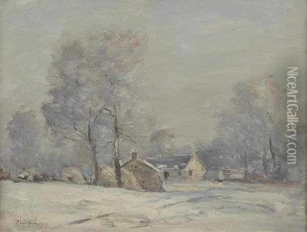 Farmstead Under Snow Oil Painting - Joseph Henderson