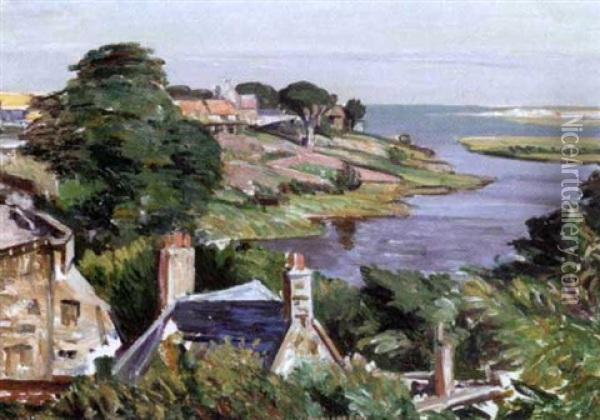 Village By The Sea Oil Painting - William Yorke MacGregor
