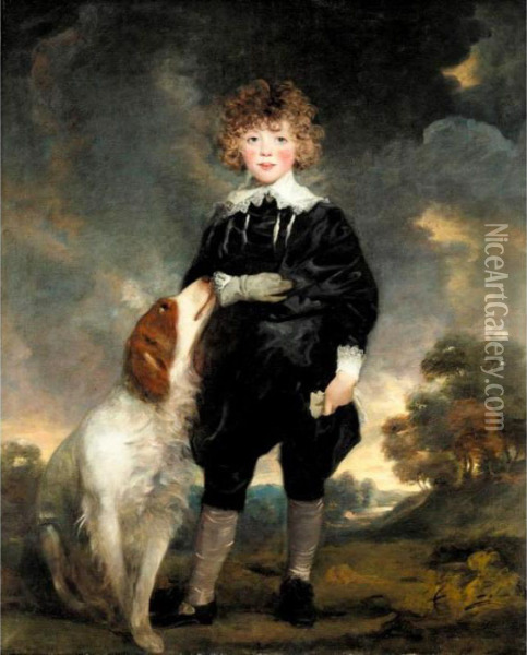 Portrait Of The Hon. Leicester 
Fitzgerald Charles Stanhope, Later 5th Earl Of Harrington (1784-1862), 
When A Child Oil Painting - John Hoppner