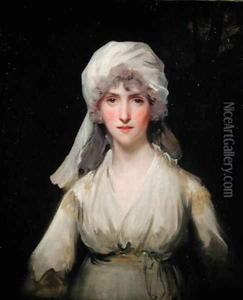 Portrait of a Lady wearing a Turban Oil Painting - John Hoppner