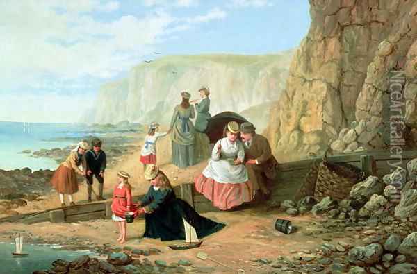 A Day at the Seaside Oil Painting - William Bell Scott