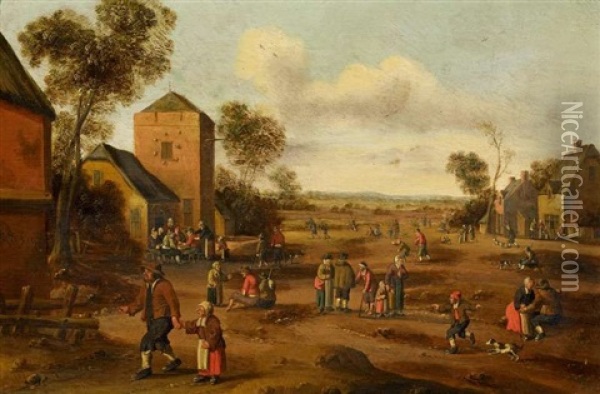 Hollandische Dorflandschaft Oil Painting - Cornelis Droochsloot