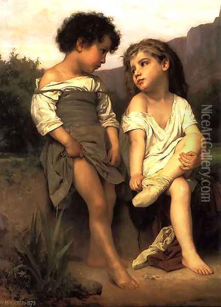 Les Jeunes Baigneuses Oil Painting - William-Adolphe Bouguereau