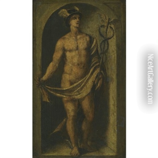 Mercury (+ Jupiter; Pair) Oil Painting - Polidoro da Caravaggio
