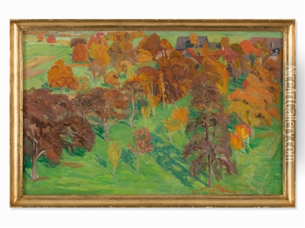 Haining In Autumn Oil Painting - Walter Gamerith
