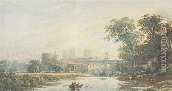 View Of York Oil Painting - John Varley