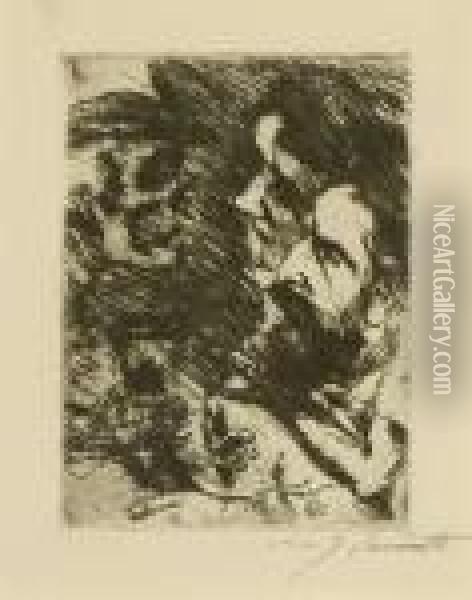 Tod Bei Strucks (tod Und Paar). 1921 Oil Painting - Lovis (Franz Heinrich Louis) Corinth
