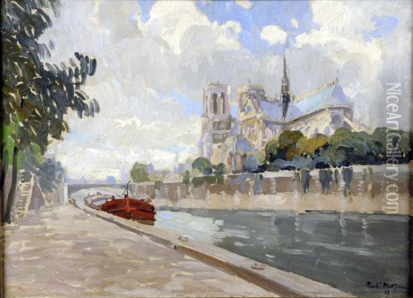 Notre Dame De Paris Vue Des Quais De La Seine Oil Painting - Paul Mathieu