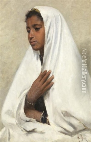 Jeune Fille Arabe Oil Painting - Alberto Rossi
