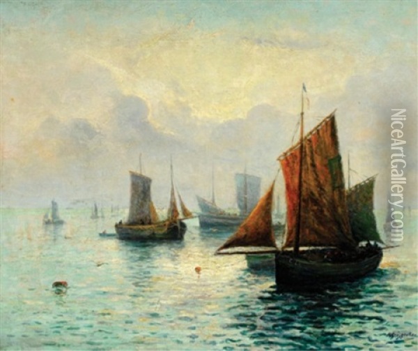 Sardine Boat, St. Malo Oil Painting - Henri Boisgontier